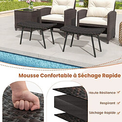 Avis Helloshop26 Lot de 2 ottomans d’extérieur poufs polyvalents en rotin mousse rembourrée à séchage rapide pieds en métal repose-pieds extérieur en osier 20_0008766