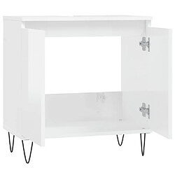 Maison Chic Armoire de bain,Meuble de rangement de salle de bain,Meuble haut blanc brillant 58x33x60 cm bois d'ingénierie -GKD316933 pas cher