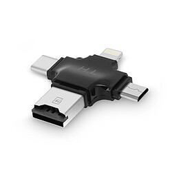 Avizar Lecteur Carte Micro-SD 4 en 1 USB-C / Lightning / Micro-USB / USB Compact Noir