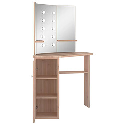 Acheter Helloshop26 Coiffeuse table de maquillage design meuble mobilier de chambre d'angle avec led 111 x 54 x 141,5 cm chêne 02_0006356