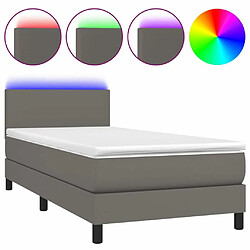 Maison Chic Lit adulte- Lit + matelas,Sommier à lattes de lit avec matelas et LED Gris 90x200 cm -GKD92900