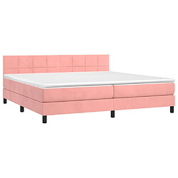 Avis Sommier à lattes et LED,Cadre à lattes de lit avec matelas pour Adulte Rose 200x200 cm -MN31916