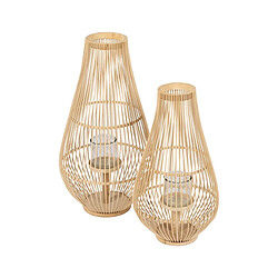 BigBuy Home Lanterne Naturel Bambou Verre 35 x 35 x 66 cm