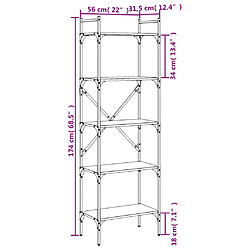 vidaXL Bibliothèque à 5 niveaux noir 56x31,5x174 cm bois d'ingénierie pas cher