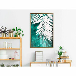 Paris Prix Affiche Murale Encadrée White Palm on Teal Background 40 x 60 cm Or