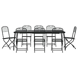 Ensemble à manger de jardin 9 pcs,Table et chaise à dîner anthracite métal maille -MN10609