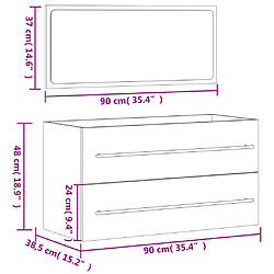 vidaXL Armoire de salle de bain avec miroir noir bois d'ingénierie pas cher