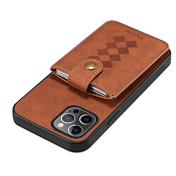 Coque en TPU + PU porte-carte, hybride amovible 2-en-1 marron pour votre Apple iPhone 13 Pro 6.1 pouces