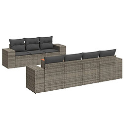 Maison Chic Salon de jardin 8 pcs avec coussins | Ensemble de Table et chaises | Mobilier d'Extérieur gris résine tressée -GKD71227