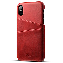 Coque en TPU + PU antichoc avec porte-cartes rouge pour votre iPhone X/XS 5.8 pouces