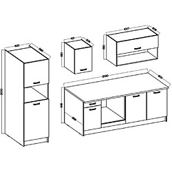 Acheter Cuisine complete PREGO - L 263 cm - Décor Blanc et Chene - Plan de travail 203 cm inclus