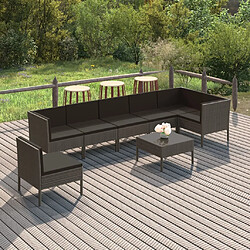 Maison Chic Salon de jardin 8 pcs + coussins - Mobilier/Meubles de jardin - Table et chaises d'extérieur Résine tressée Gris -MN91164