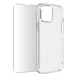 Avizar Coque iPhone 13 Mini Silicone & Film Verre Trempé 9H Transparent