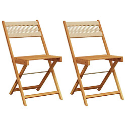 vidaXL Chaises de bistrot lot de 2 beige bois d'acacia et corde