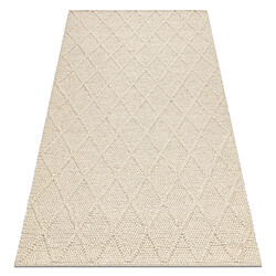 RUGSX Tapis en laine TAHAR 99001B crème - TISSÉ MAIN boucle, losanges, bohème 120x180 cm