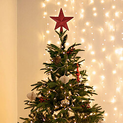 La pointe d'un spitz décoratif pour un sapin de Noël, étoile scintillante rouge Noël 19 cm