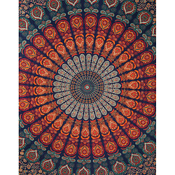 Avis ELE ELEOPTION Tapisserie en tissu tricoté imitation coton - motif paon rouge et vert - 150*200cm