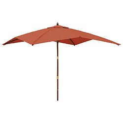 vidaXL Parasol de jardin avec mât en bois terre cuite 300x300x273 cm