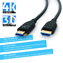 Sentivus HD460-200 Câble HDMI Pro 4K - UHD/HDR à 60 Hz sans saccades (HDMI 2.0b et rétrocompatible - Haute Vitesse avec Ethernet, 1x 2,00m, Noir