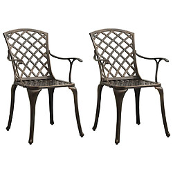 vidaXL Chaises de jardin lot de 2 Aluminium coulé Bronze