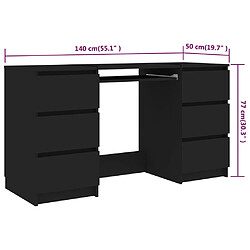 vidaXL Bureau noir 140x50x77 cm Bois d'ingénierie pas cher