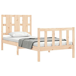 Acheter Maison Chic Cadre/structure de lit et tête de lit pour adulte - Lit Moderne Chambre 100x200 cm bois massif -MN53588