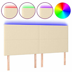 Maison Chic Tête de lit scandinave à LED,meuble de chambre Crème 180x5x118/128 cm Tissu -MN75609