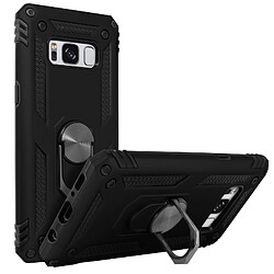 Avizar Coque Samsung Galaxy S8 Bi matière Rigide Souple Bague Support Vidéo noir