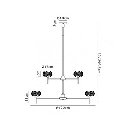 Luminaire Center Suspension 20 ampoules Chrome poli