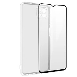 Avizar Coque Samsung Galaxy A22 5G Souple et Film Verre Trempé 9H noir