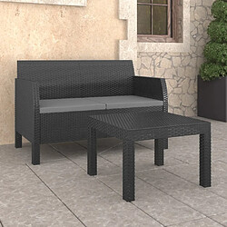 Maison Chic Salon de jardin 2 pcs avec coussins - Table et chaises d'extérieur - Mobilier/Meubles de jardin Moderne PP Rotin Anthracite -MN87729