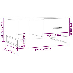 vidaXL Table basse gris béton 90x50x40 cm bois d'ingénierie pas cher