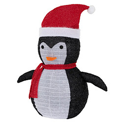 Ecd Germany Pingouin de Noël LED décoration avec bonnet écharpe 68cm figurine d'hiver jardin