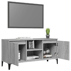 Avis vidaXL Meuble TV avec pieds en métal Sonoma gris 103,5x35x50 cm