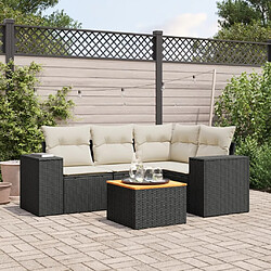 Maison Chic Salon de jardin 5 pcs avec coussins | Ensemble de Table et chaises | Mobilier d'Extérieur noir résine tressée -GKD95994