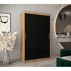 Abiks Meble Armoire Tokyo à portes coulissantes 200/120/62 2 portes (artisan/noir)