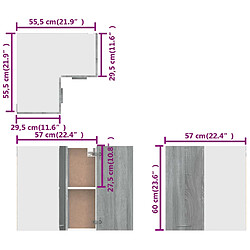 vidaXL Armoire d'angle suspendue Sonoma gris Bois d'ingénierie pas cher