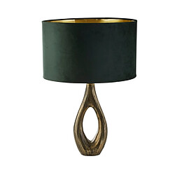 Searchlight Lampe de table, laiton antique, abat-jour en velours vert