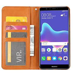 Avis Wewoo Housse Coque Étui en cuir à rabat horizontal Knead Skin Texture pour Huawei Y9 2018 / Enjoy 8 Plusavec cadre photo et support et fentes cartes et portefeuille marron