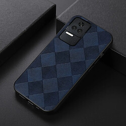 Coque en TPU + PU antichoc, texture quadrillée, bleu pour votre Xiaomi Redmi K50/Redmi K50 Pro