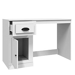 Avis Helloshop26 Bureau table poste de travail meuble d'ordinateur informatique étude avec tiroir 115 x 50 x 75 cm bois d'ingénierie blanc 02_0023445