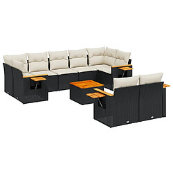 Maison Chic Salon de jardin 10 pcs avec coussins, Ensemble Tables et chaises d'extérieur noir résine tressée -GKD275161