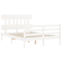 Maison Chic Cadre/structure de lit avec tête de lit pour adulte - Lit Moderne Chambre blanc petit double bois massif -MN29879 pas cher