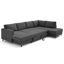 Lisa Design Jake - canapé panoramique d'angle droit 7 places convertible avec coffre en tissu velours relief