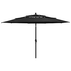 vidaXL Parasol à 3 niveaux avec mât en aluminium Noir 3,5 m