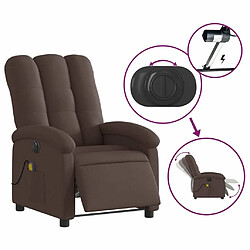 Maison Chic Fauteuil Relax pour salon, Fauteuil de massage inclinable électrique Marron foncé Tissu -GKD96679 pas cher