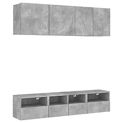 vidaXL Unités murales TV 5 pcs gris béton bois d'ingénierie