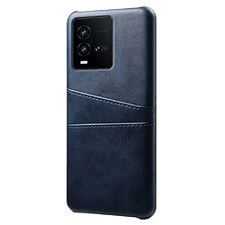 Coque en TPU + PU anti-rayures avec deux porte-cartes pour votre Vivo iQOO 10 5G - bleu