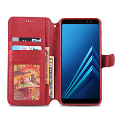 Acheter Wewoo Housse Coque Pour Galaxy A8 2018 AZNS Texture du mollet Etui en cuir avec rabat horizontal magnétique PU supportfentes cartes et cadre photo Rouge