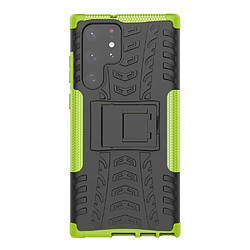 Coque en TPU anti-rayures, texture pneu avec béquille vert pour votre Samsung Galaxy S22 Ultra